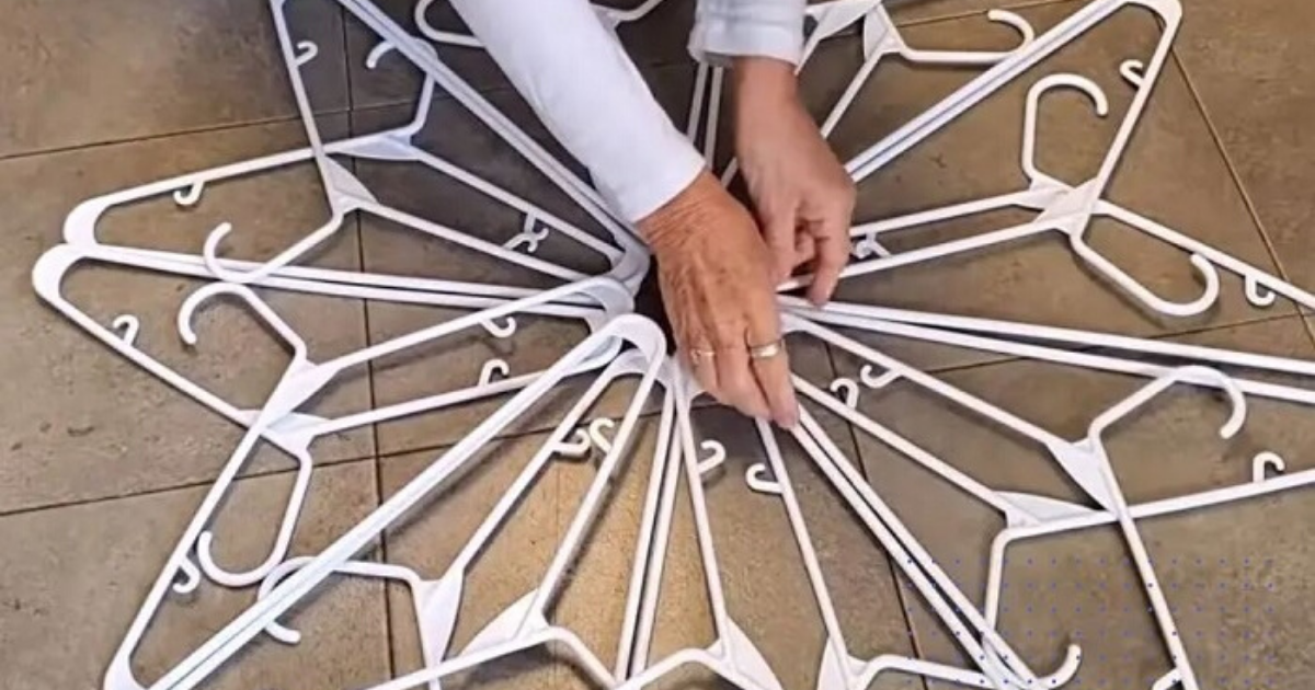 Make festive snowflakes using just 16 plastic hangers