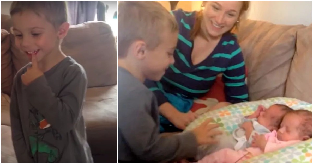 Big brother meets triplet siblings for the first time heartmelting