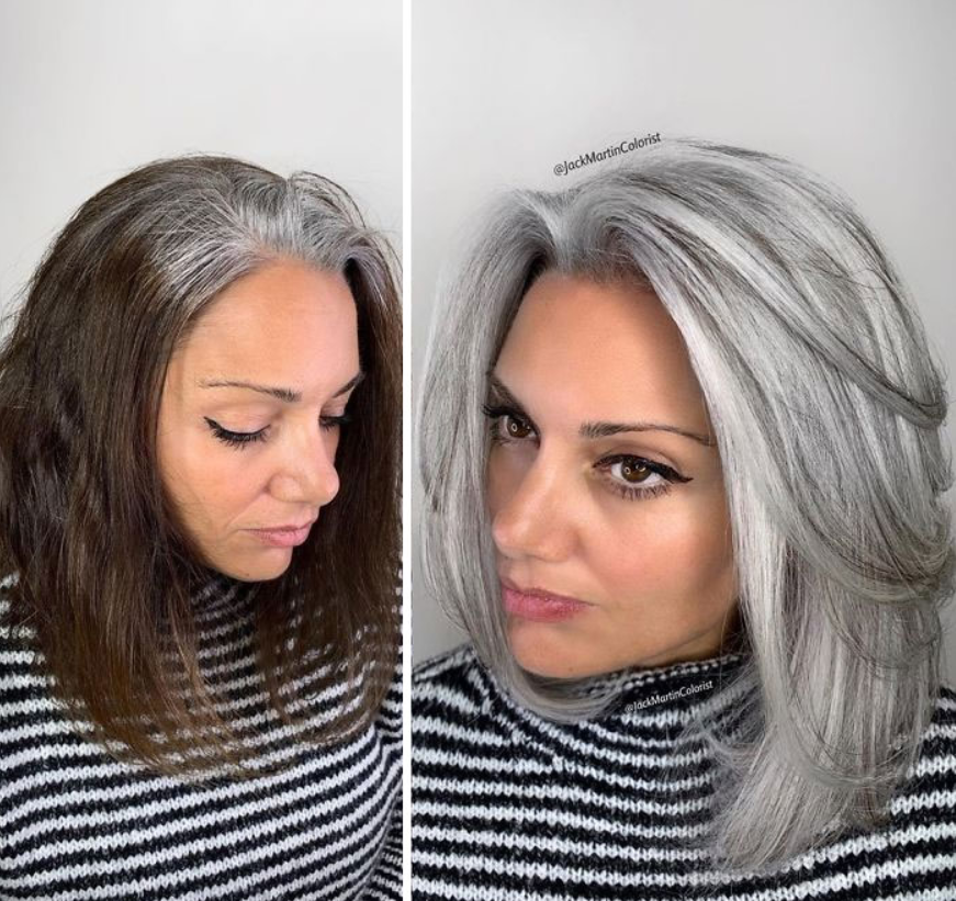 Viral hair stylist shares how 70 women embraced their grey roots and ...
