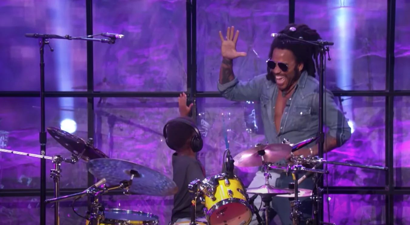 Amazing kid drummer goes on Ellen to play Lenny Kravitz cover then