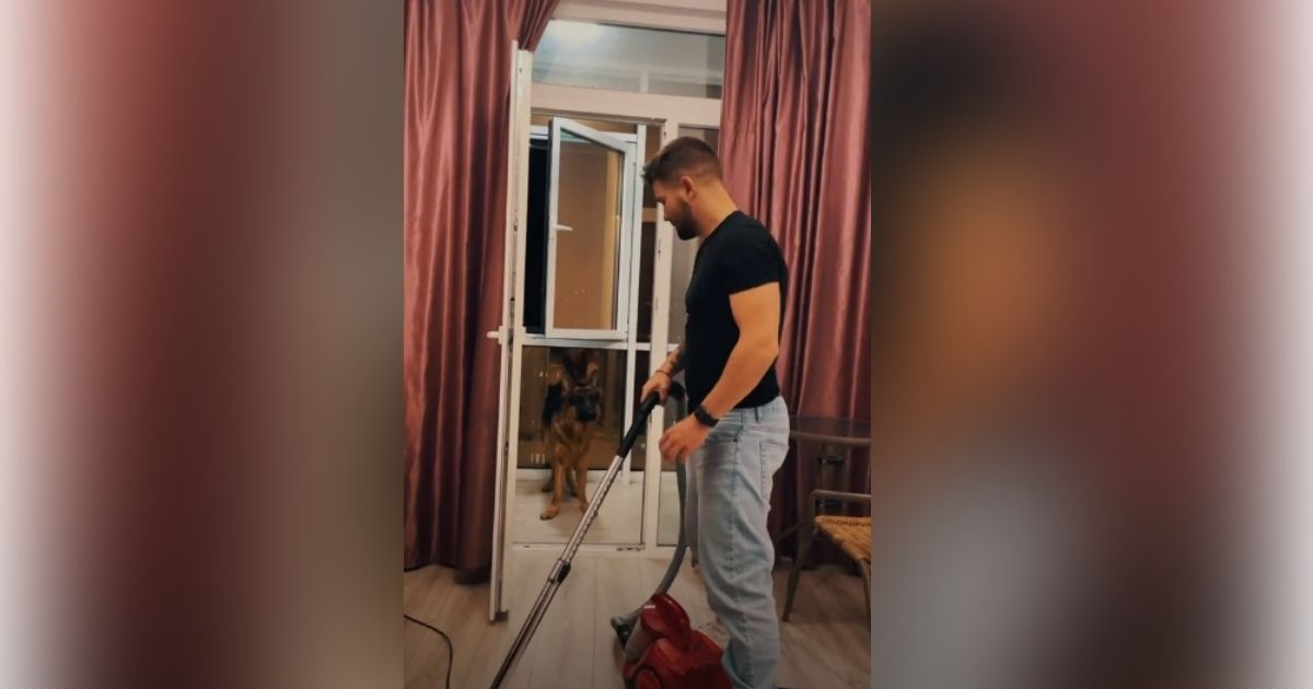 Hilarious video shows German shepherd protecting his owner from ‘dangerous’ vacuum cleaner