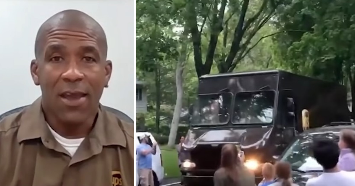 UPS driver is met by crowd of neighbors on the street for special ...